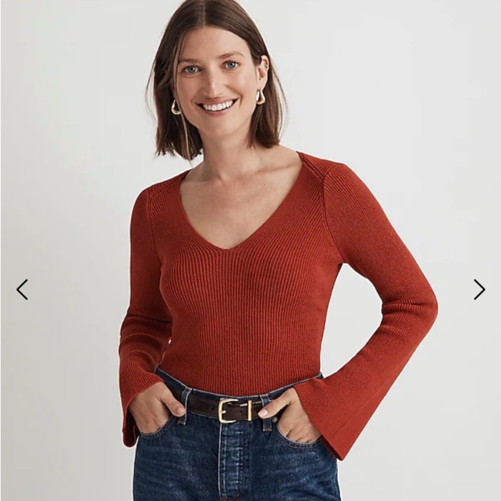 Madewell Burnt Orange Bell Sleeve Sweater